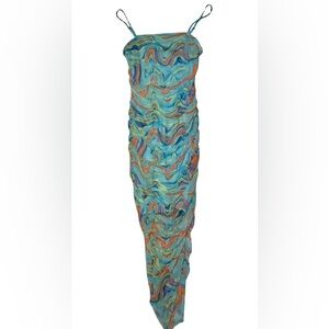 Wild Fable Multicolor Ruched Midi Dress